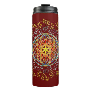 Garrafa Térmica Flor da Vida - Mandala de Ornamentos Vintage 1