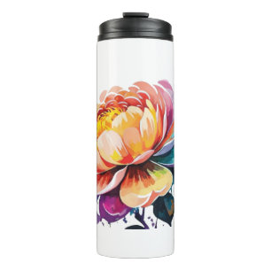 Garrafa Térmica flor de aquarela