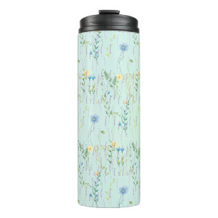 Garrafa Térmica Flor de flora com gradiente de aquarela russa