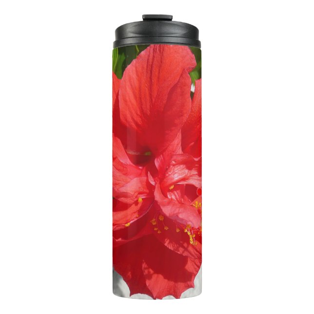 Garrafa Térmica Flor de Hibisco Duplo Vermelho (Frente)