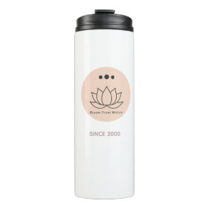 Garrafa Térmica Flor de Lótus Minimalista Nome Personalizado Térmi