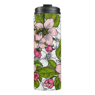 Garrafa Térmica Flor de maçã em branco