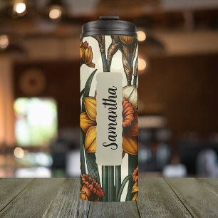 Garrafa Térmica Flor de Nascimento em Março Personalizado, Magra 1