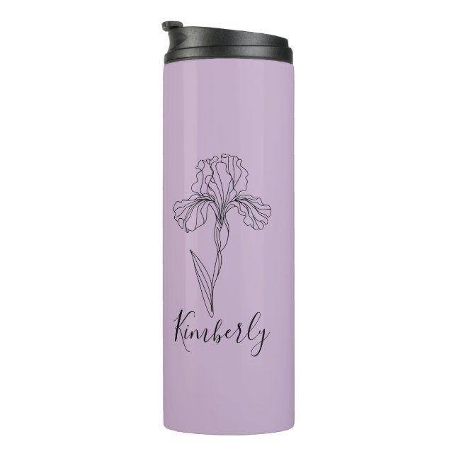 Garrafa Térmica Flor de Nascimento Personalizada de Fevereiro Íris (Rotação à direita)