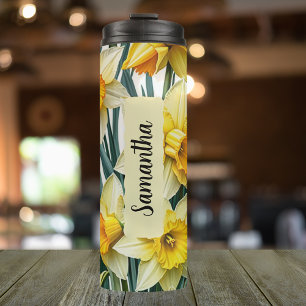 Garrafa Térmica Flor de Nascimento Personalizado em Março Daffodil