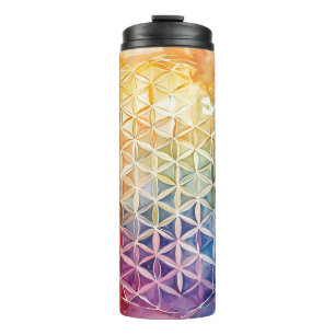 Garrafa Térmica Flor de Vida - Pintura de Aquarela