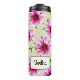 Garrafa Térmica Flor elegante do rosa de jardim botânica algum