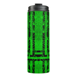 Garrafa Térmica Flor estriada verde marinho escuro angustiado dood