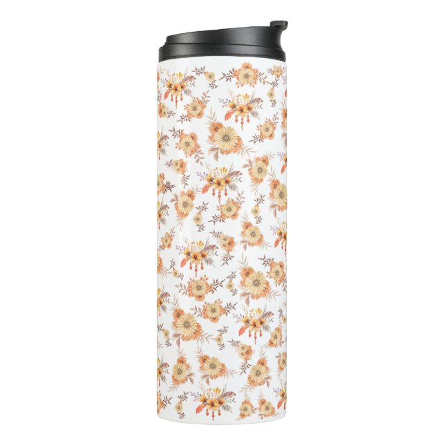 Garrafa Térmica Flor Flor Laranja Aquarela Boho (Giro à esquerda)