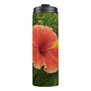Garrafa Térmica Flor Hibisco Laranja Floral Tropical
