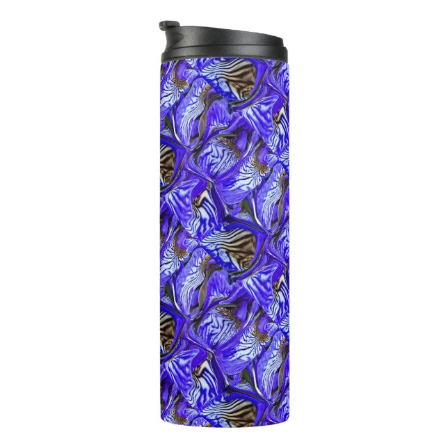Garrafa Térmica Flor Íris Roxo/Inclinado/Com Teles / (Rotação à direita)