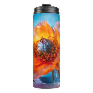Garrafa Térmica Flor Laranja