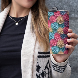 Garrafa Térmica Flor Rosa 3D