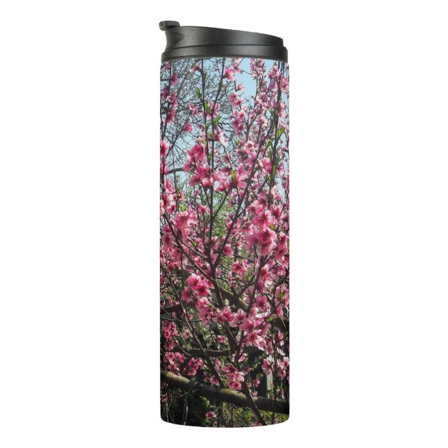 Garrafa Térmica Flor rosa Brilhante Primavera Tumbler (Rotação à direita)