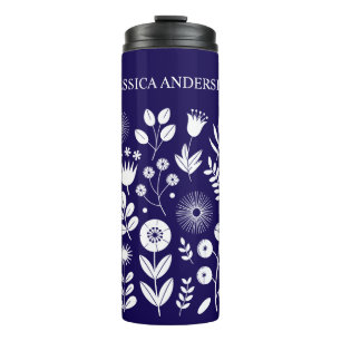 Garrafa Térmica Flor selvagem roxa e branca