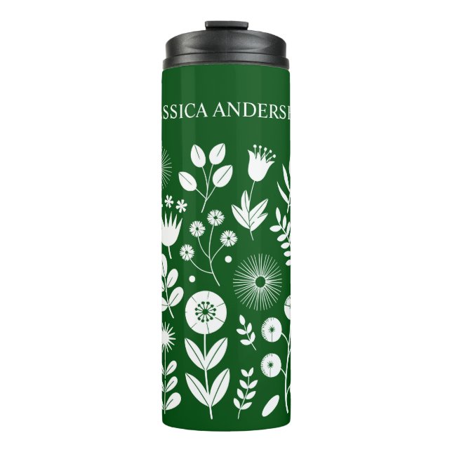 Garrafa Térmica Flor Selvagem Verde-Branco (Frente)