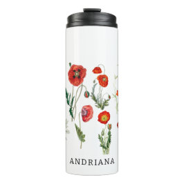 Garrafa Térmica Florais vermelhos