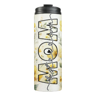 Garrafa Térmica Floral Amarelo / Flores Melhor Mãe De Todos Os tem