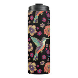 Garrafa Térmica Floral Bird Design | Trabalho de arte inspirado na