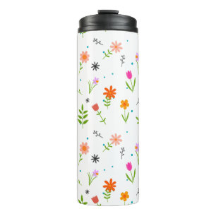 Garrafa Térmica Floral Bonito Flores Padrão Tumbler Térmico