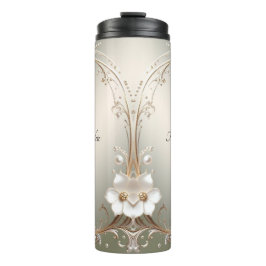 Garrafa Térmica Floral Branco Ornamentado