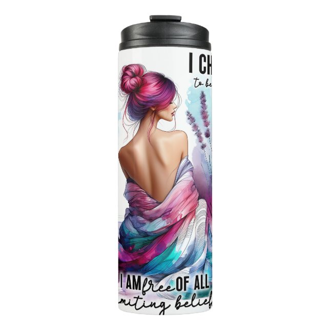 Garrafa Térmica Floral de Mulher Empoderada | Cotações Inspiracion (Frente)