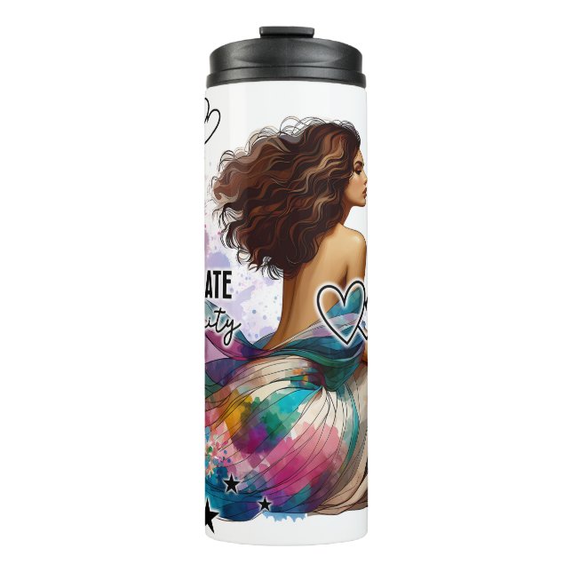 Garrafa Térmica Floral de Mulher Empoderada | Cotações Inspiracion (Frente)