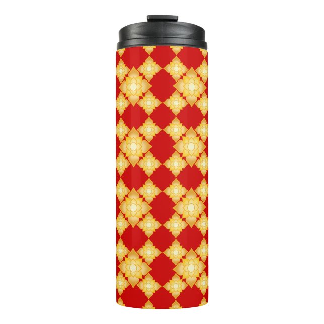 Garrafa Térmica Floral Dourada elegante (Frente)