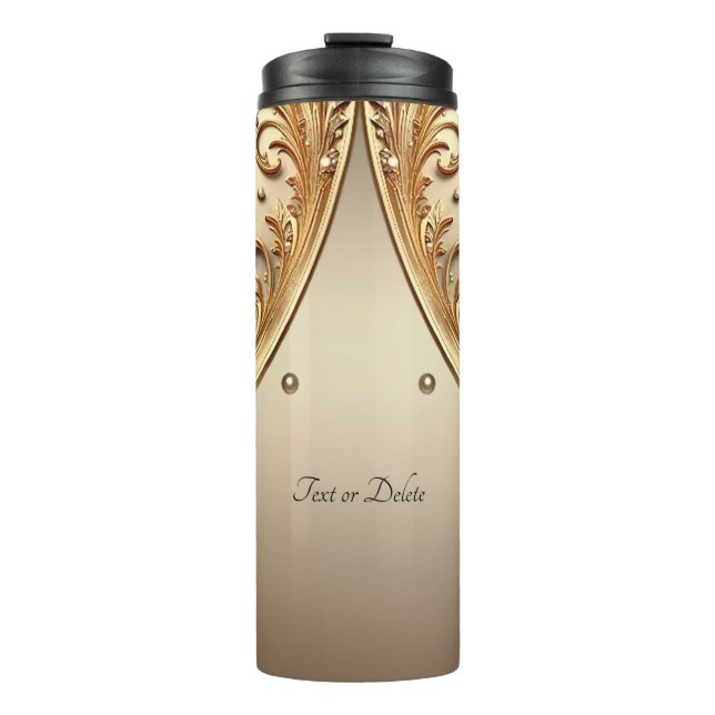 Garrafa Térmica Floral Dourado Ornamentado (Frente)