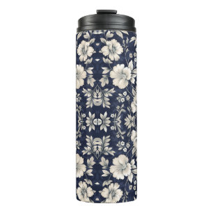 Garrafa Térmica Floral em Azul