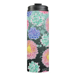 Garrafa Térmica *~* Floral Glitter Girly Succulent Thermal Tumbler