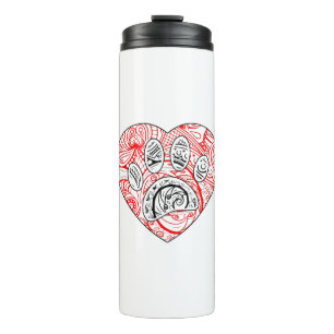 Garrafa Térmica Floral Mandala Dog Paw Print Red Heart