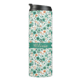 Garrafa Térmica Floral Personalizado Verde Primavera Vintage