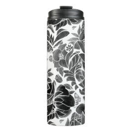 Garrafa Térmica Floral Preto Branco