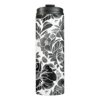 Garrafa Térmica Floral Preto Branco