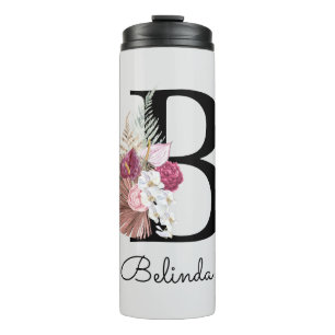 Garrafa Térmica Floral Rosa Moderno Inicial B