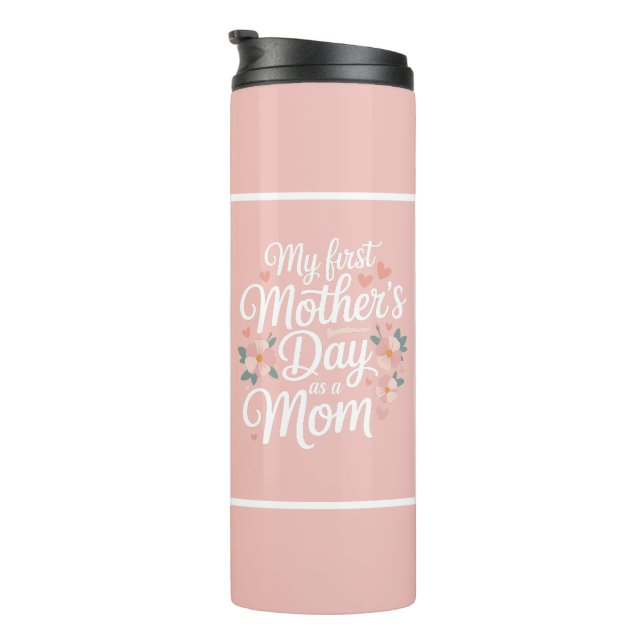 Garrafa Térmica Floral Rosa Primeiro Dia das Mães (Rotação à direita)