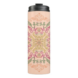 Garrafa Térmica Floral Soft pêssego caleidoscópico Script Melhor M