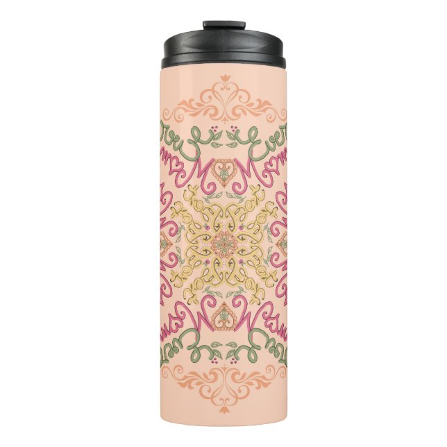 Garrafa Térmica Floral Soft pêssego caleidoscópico Script Melhor M (Frente)