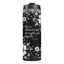 Floral Thermal Tumbler - Provérbios 31:25 Para Mul