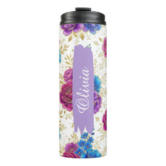 Garrafa Térmica Floral Vibrante Personalizado Termo de 16oz