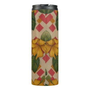 Garrafa Térmica Floral Vintage com Hibiscos