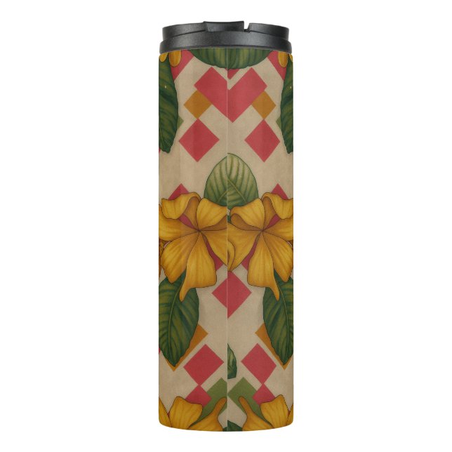 Garrafa Térmica Floral Vintage com Hibiscos (Verso)