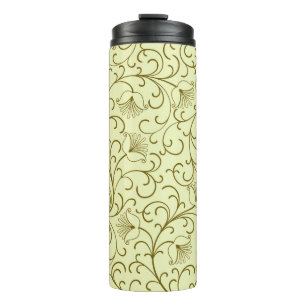 Garrafa Térmica Floral Vintage: Linda Ilustração de Fundo