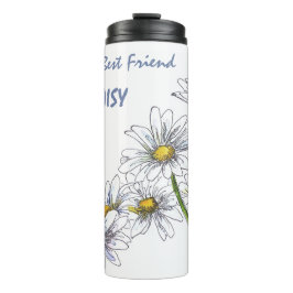 Garrafa Térmica Floral Watercolor Daisy World's Best Friend