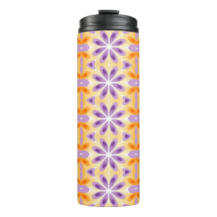Garrafa Térmica Flores Amarelo-roxo Laranja