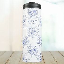 Garrafa Térmica Flores Azuis Florais Personalizadas Dia das Mães