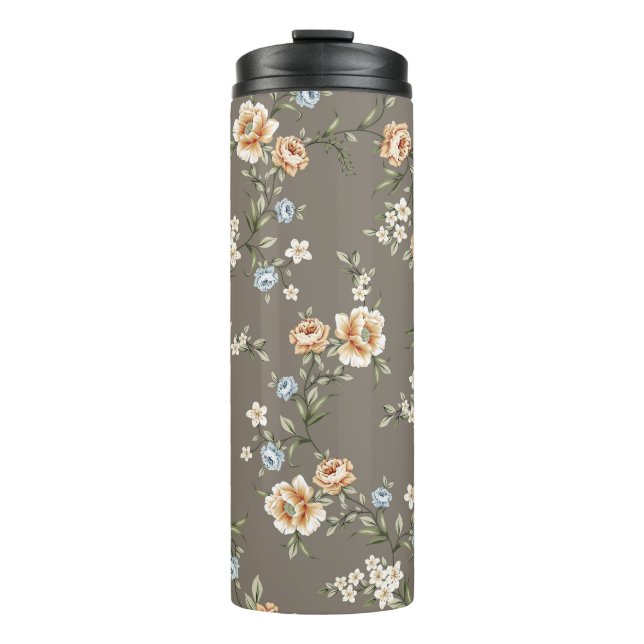 Garrafa Térmica flores bonitinhas com padrão de folhas no dorso da (Frente)