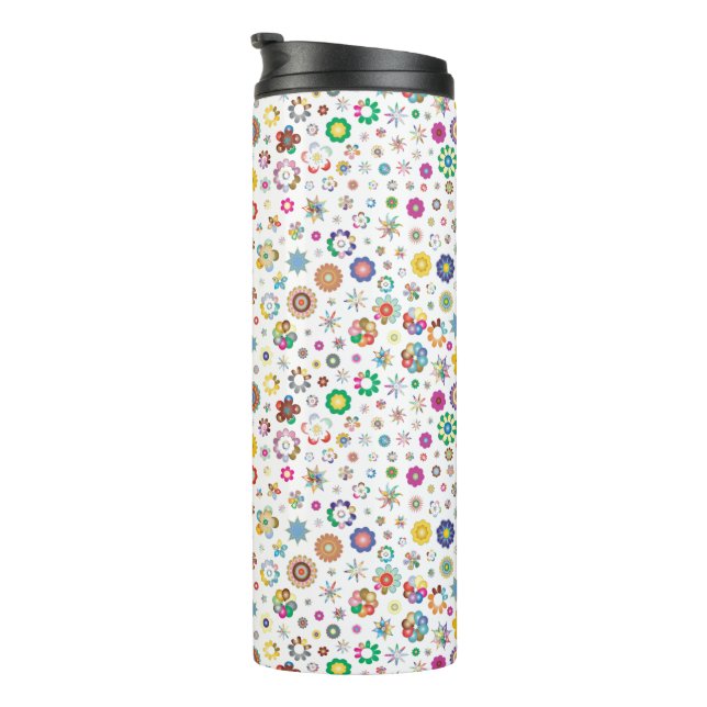 Garrafa Térmica Flores bonito - Tumbler térmico colorido (Rotação à direita)