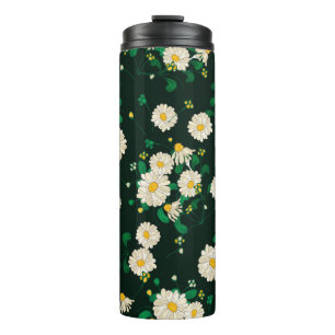 Garrafa Térmica Flores bordados e folhas de padrão sem costura. I